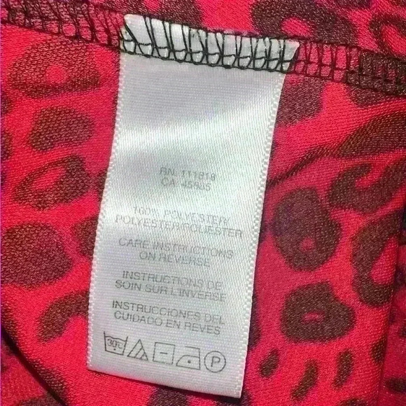 Mkors red/black  animalprint Sz S/P Sleeveless Mock Neck Mob Wife Office Siren - Picture 5 of 7